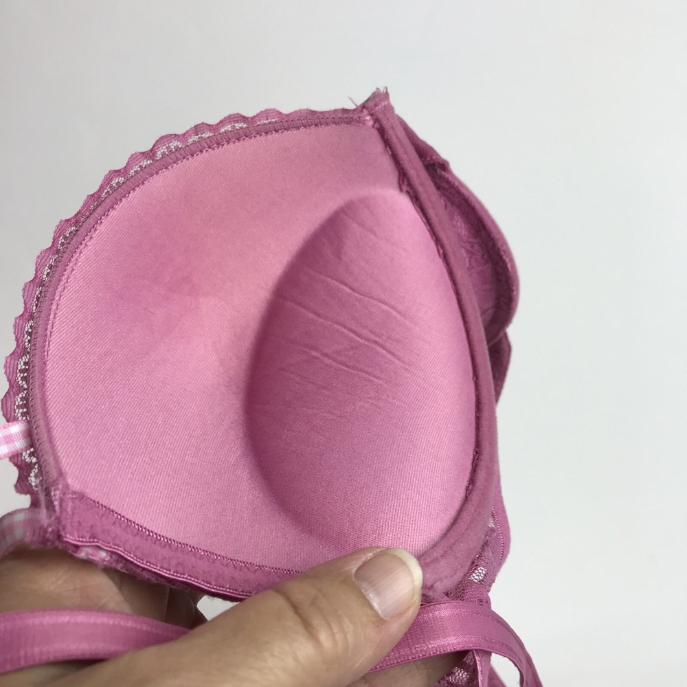 Berry Perry Underwire Push Up Bra, Size 34C, Pink Lace with Ribbon and Bows - Picture 10 of 10
